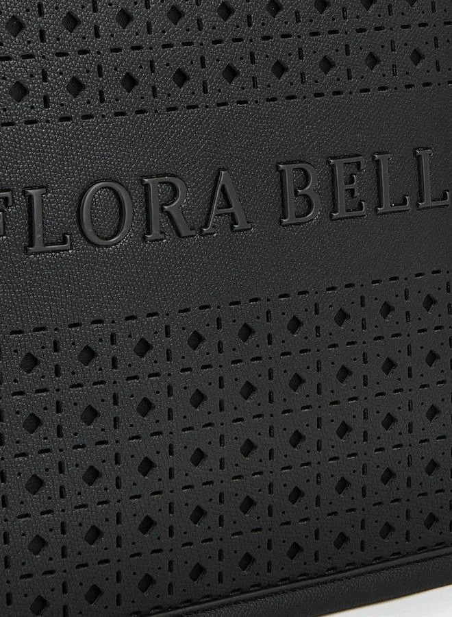 Flora Bella By Shoexpress BLACK Flora Bella Laser-Cut Bag With Double Handles And Detachable Shoulder Strap for Women | Best Price UAE